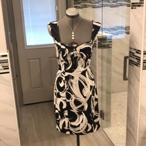 Satin Black and White Cocktail Dress